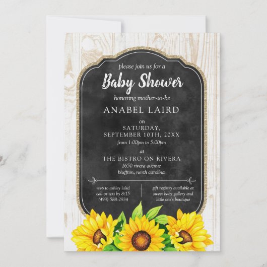 Zonnebloemen en Rustisch Boerderij Land Baby showe Kaart (Voorkant)