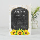 Zonnebloemen en Rustisch Boerderij Land Baby showe Kaart (Staand voorkant)