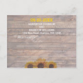 Zonnebloemen en Rustisch hout Wedding Save the Dat Aankondigingskaart (Achterkant)