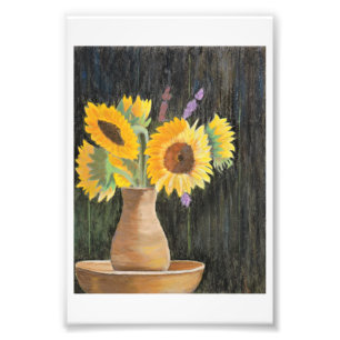 Zonnebloemen en schaduwen foto afdruk