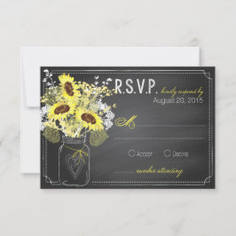 Zonnebloemen en schoolbord RSVP-kaart RSVP Kaartje