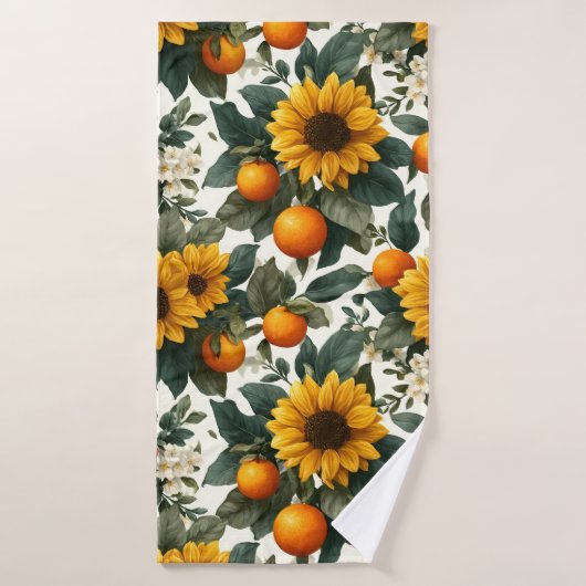Zonnebloemen en Sinaasappels Autumn Design Badhanddoek (Badhanddoek)