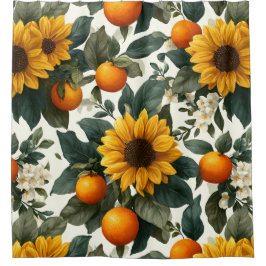 Zonnebloemen en Sinaasappels Autumn Design Douchegordijn