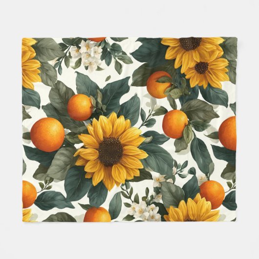 Zonnebloemen en Sinaasappels Autumn Design Fleece Deken (Voorkant (Horizontaal))