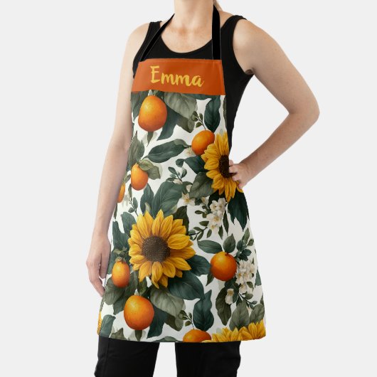 Zonnebloemen en Sinaasappels Autumn Design Schort (Insitu)