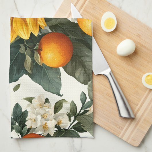 Zonnebloemen en Sinaasappels Autumn Design Theedoek (Quarter Fold)