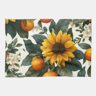 Zonnebloemen en Sinaasappels Autumn Design Theedoek