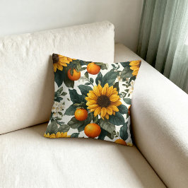 Zonnebloemen en Sinaasappels Herfst Ontwerp Kussen