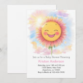 Zonnebloemen en Smile Sunshine Meisje Baby shower Kaart (Voorkant / Achterkant)