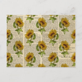 Zonnebloemen en springveren briefkaart