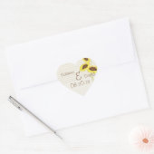 Zonnebloemen en strepen Collectie envelop afdichti Hart Sticker (Envelop)