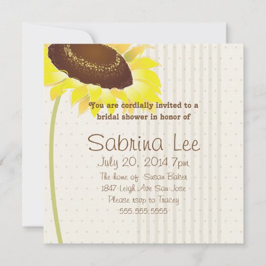 Zonnebloemen en strepen Collectie Vrijgezellenfees Kaart (Achterkant)