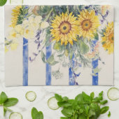 Zonnebloemen en strepen theedoek (Gevouwen)