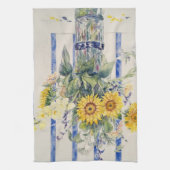 Zonnebloemen en strepen theedoek (Verticaal)