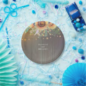 Zonnebloemen en String Lights Rustieke Country Bar Papieren Bordje (Feest)