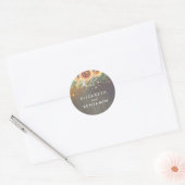 Zonnebloemen en String Lights Rustieke Houten Schu Ronde Sticker (Envelop)