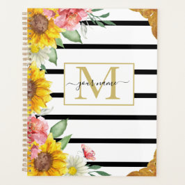 Zonnebloemen en strips Planner