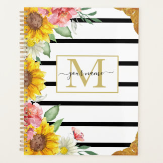 Zonnebloemen en strips Planner