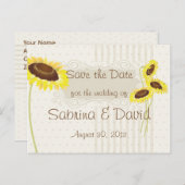 Zonnebloemen en strips sparen de datum aankondigingskaart (Voorkant / Achterkant)