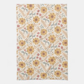 Zonnebloemen en tarweoren theedoek (Verticaal)