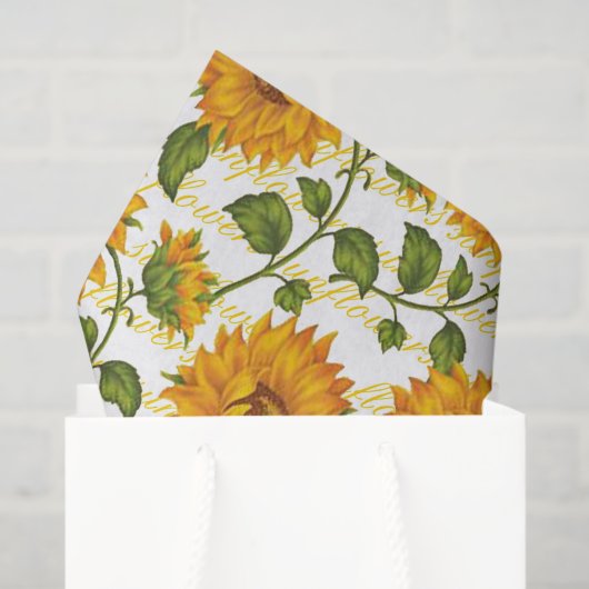 Zonnebloemen en tekst tissuepapier (Cadeauzakje)