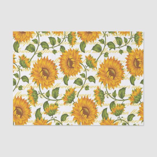 Zonnebloemen en tekstpapier tissuepapier (Voorkant)