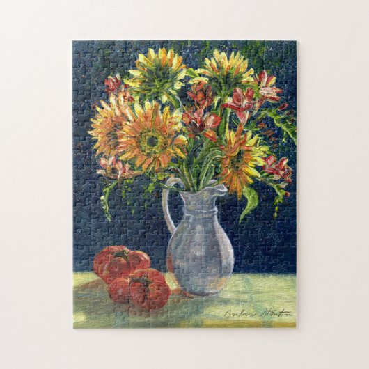 "Zonnebloemen en tomaten" Legpuzzel (Verticaal)