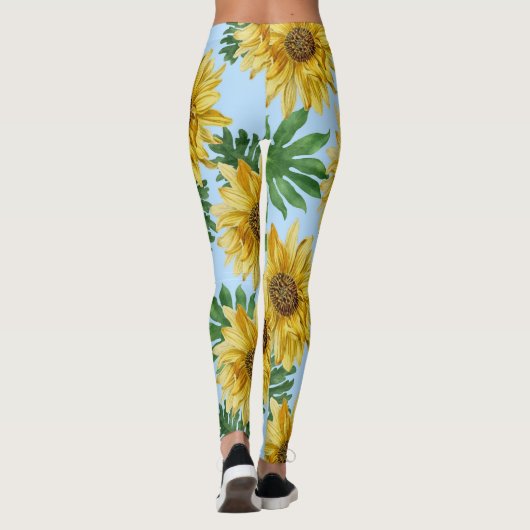 Zonnebloemen en tropisch blad leggings (Achterkant)