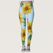 Zonnebloemen en tropisch blad leggings (Voorkant)