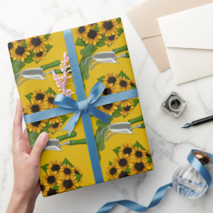 Zonnebloemen en -tuingereedschap- cadeaupapier