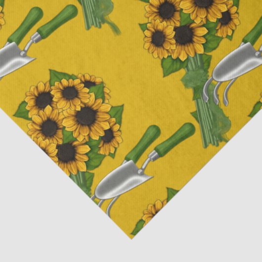 Zonnebloemen en -tuingereedschap- tissuepapier (Detail)