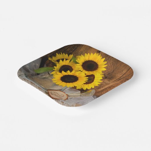 Zonnebloemen en tuinwater kunnen het huwelijk verb papieren bordje (Gebogen)