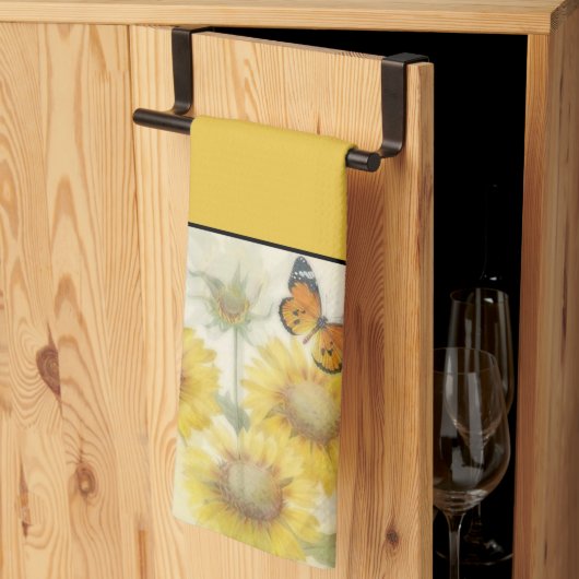 Zonnebloemen en vlinder handdoek (Derde Gevouwen)
