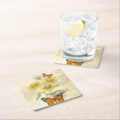 Zonnebloemen en vlinder kartonnen onderzetters (Insitu)