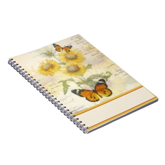 Zonnebloemen en vlinder notitieboek (Rechterzijde)