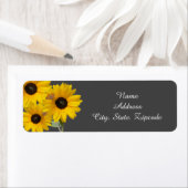 Zonnebloemen en vlinder retour adres label (Insitu)