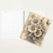 Zonnebloemen en vlinder - Rustiek oud papier Planner (Display)