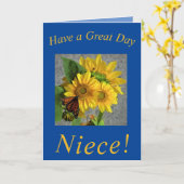 Zonnebloemen en vlinder verjaardag Kaart voor nich (Gele Bloem)