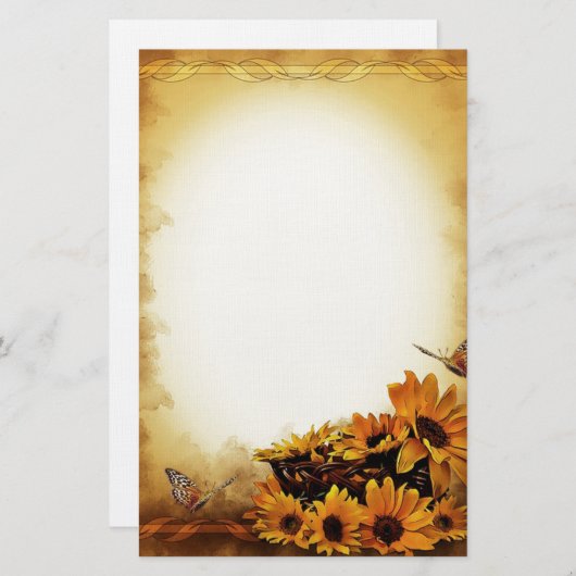Zonnebloemen en vlinderbloemigen briefpapier (Voorkant / Achterkant)