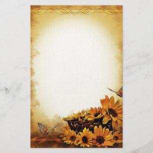Zonnebloemen en vlinderbloemigen briefpapier