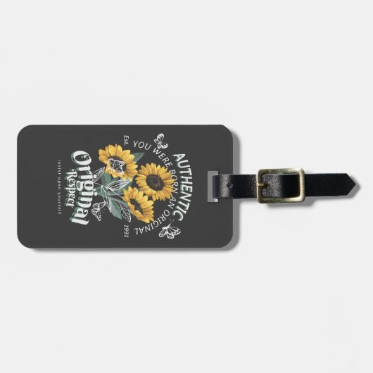 Zonnebloemen en vlinderbloemigen Grafisch Bagagelabel (Voorkant horizontaal)