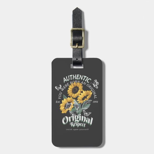 Zonnebloemen en vlinderbloemigen Grafisch Bagagelabel (Voorkant verticaal)
