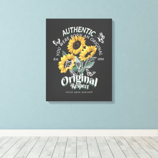 Zonnebloemen en vlinderbloemigen Grafisch Canvas Afdruk (Insitu (Houten vloer))