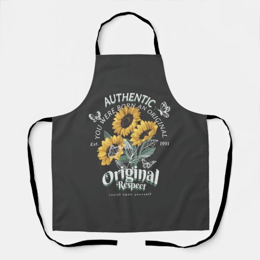 Zonnebloemen en vlinderbloemigen Grafisch Schort (Voorkant)