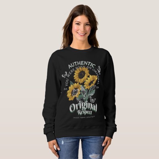 Zonnebloemen en vlinderbloemigen Grafisch Trui (Voorkant volledig)