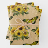 Zonnebloemen en vlinderbloemigen inpakpapier vel (In situ)