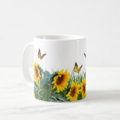 Zonnebloemen en vlinderbloemigen koffiemok (Voorkant links)