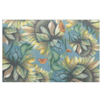 Zonnebloemen en vlinderbloemigen stof