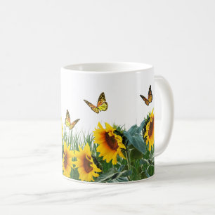 Zonnebloemen en Vlinders Bloemachtig  Koffiemok