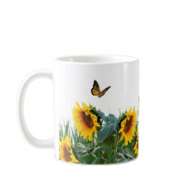 Zonnebloemen en Vlinders Bloemig 